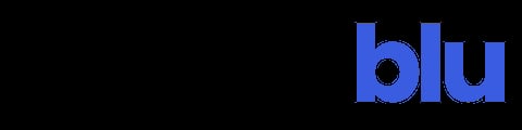 Blu logo in blue text on black background